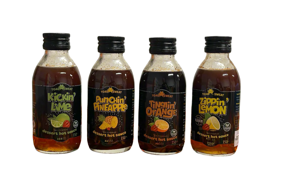 Custom Toad Sweat Hot Sauce Gift Set - Premium Dessert & Savoury Chilli Sauces (3 x 150ml)