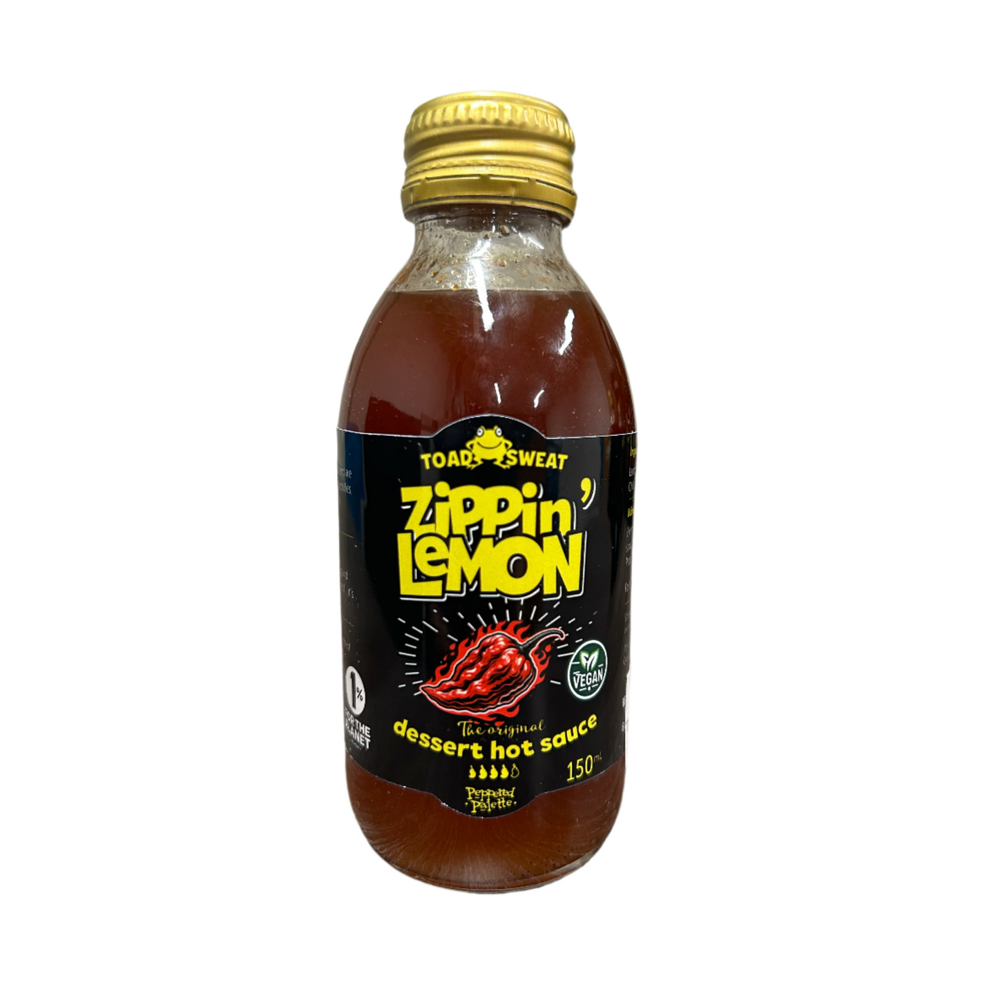 Zippin' Lemon Toad Sweat Dessert Hot Sauce - Carolina Reaper Edition, 150ml (5oz) glass bottle